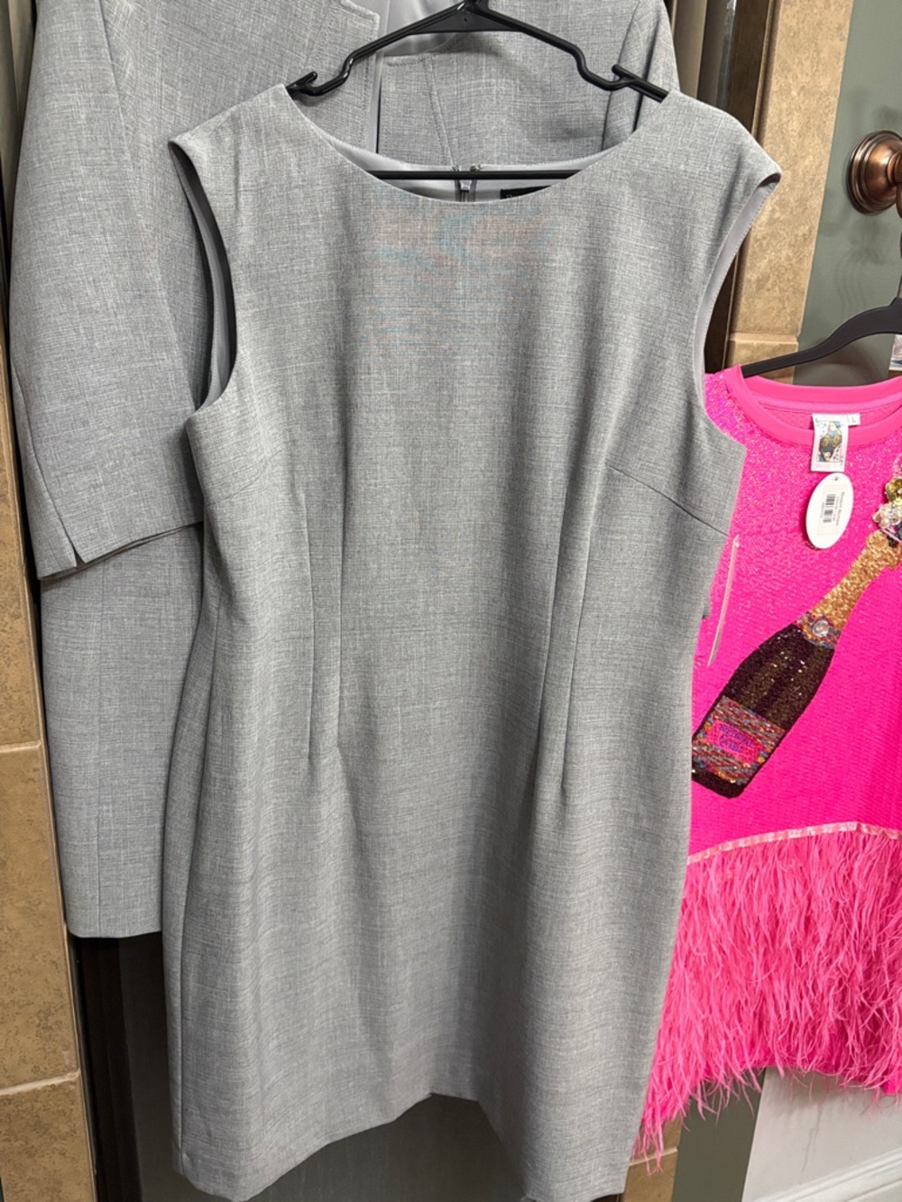 Preston & York Light Gray Sleeveless Sheath Dress